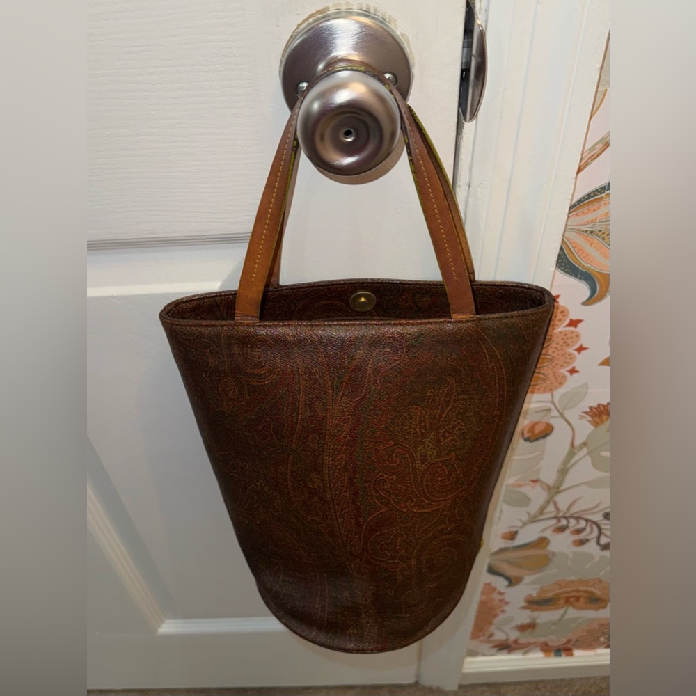Etro AUTHENTIC Vintage Signature Essential Paisley Print Tiny Bucket Tote Bag - Picture 4 of 16